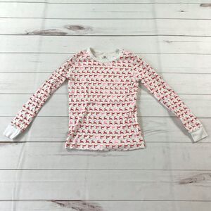 J.Crew Kids Girls Size 12 Red Prancing Reindeers White Pajama Set